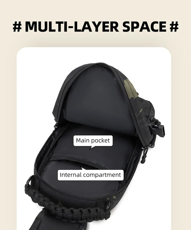 Mens Tactical Sling Bag - Outdoor Camping Fanny Pack for Hiking Climbing Cycling Fishing - ZOOMNSTORE