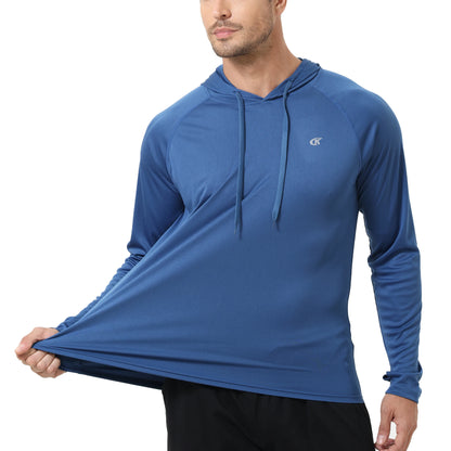 Mens UPF 50 Long Sleeve Hoodie - Quick Dry Lightweight Rash Guard for Outdoor Sports - ZOOMNSTORE