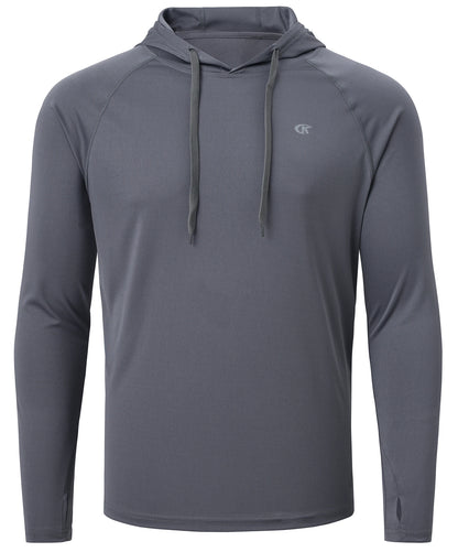 Mens UPF 50 Long Sleeve Hoodie - Quick Dry Lightweight Rash Guard for Outdoor Sports - ZOOMNSTORE