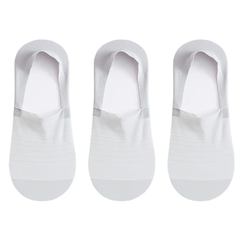 Mens Ultra-Thin Invisible Boat Socks - Non-Slip Breathable Summer 3-Pair Pack - ZOOMNSTORE
