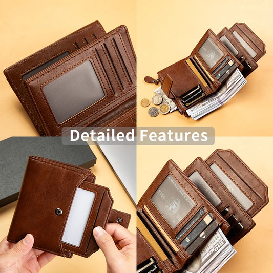 Mens Vintage Leather Wallet - Multi-Card PU Leather Gift Box - ZOOMNSTORE