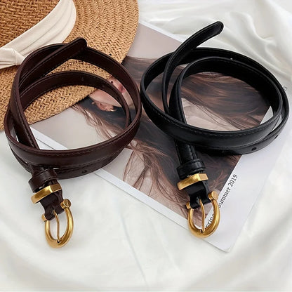 Mens Vintage PU Leather Belt - Classic Oval Buckle for Casual Wear and Gifting - ZOOMNSTORE