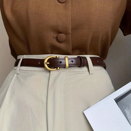 Mens Vintage PU Leather Belt - Classic Oval Buckle for Casual Wear and Gifting - ZOOMNSTORE