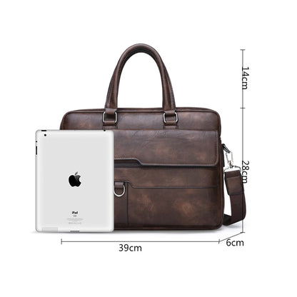 Mens Waterproof Briefcase - Large Capacity Office Shoulder Bag with Multiple Pockets - ZOOMNSTORE