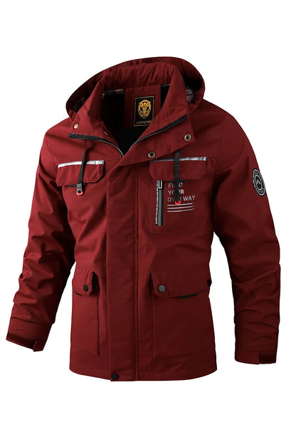 Mens Waterproof Hooded Windbreaker Jacket - Casual Soft Shell Fleece Coat - ZOOMNSTORE