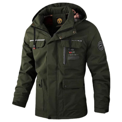 Mens Waterproof Hooded Windbreaker Jacket - Casual Soft Shell Fleece Coat - ZOOMNSTORE