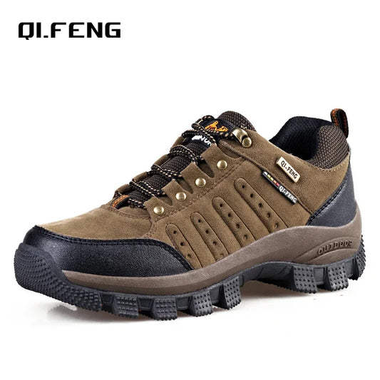 Mens Waterproof Leather Outdoor Sneakers - High-Quality Casual Climbing and Trekking Shoes - ZOOMNSTORE