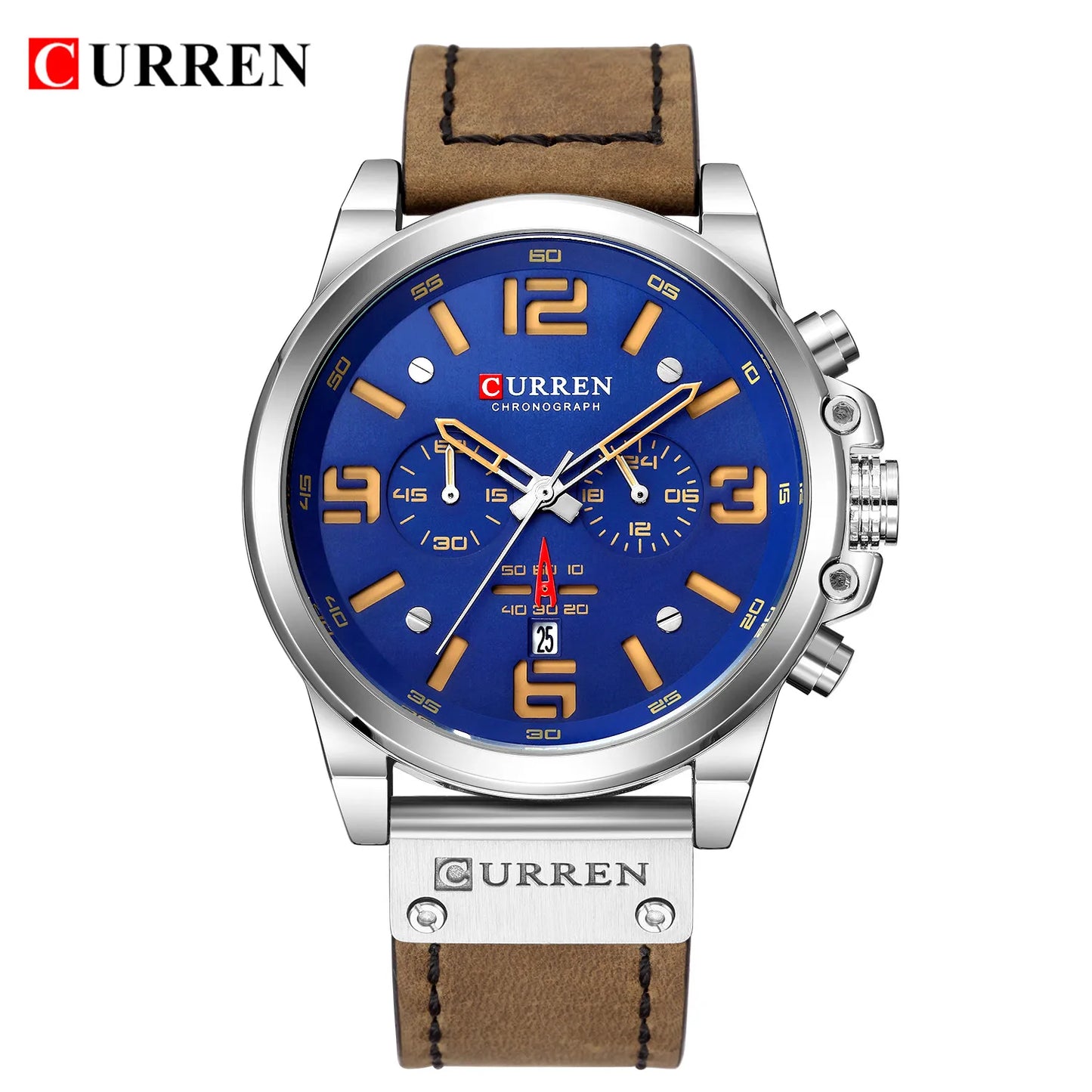 CURREN Mens Luxury Waterproof Sport Watch - Chronograph Quartz Military Leather - ZOOMNSTORE