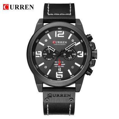 CURREN Mens Luxury Waterproof Sport Watch - Chronograph Quartz Military Leather - ZOOMNSTORE