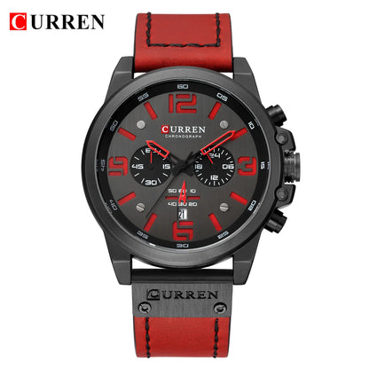 CURREN Mens Luxury Waterproof Sport Watch - Chronograph Quartz Military Leather - ZOOMNSTORE