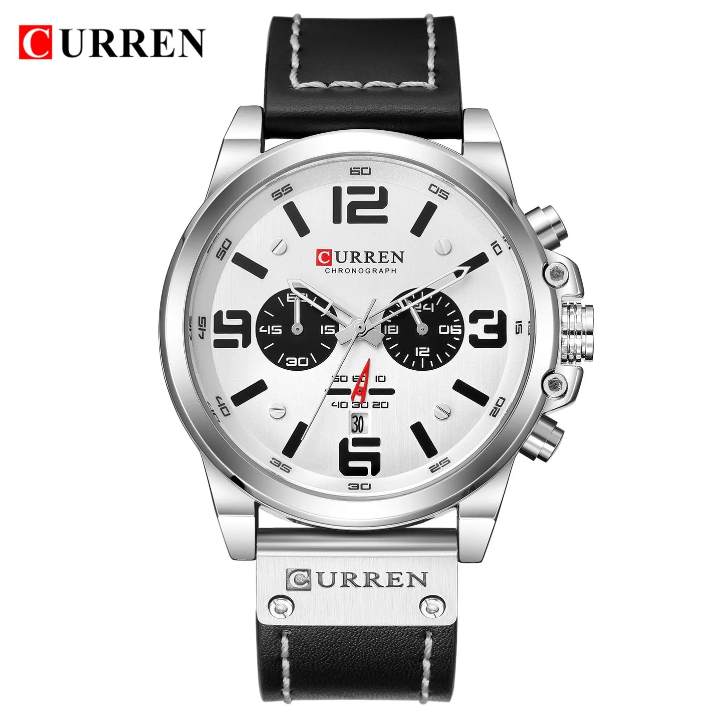 CURREN Mens Luxury Waterproof Sport Watch - Chronograph Quartz Military Leather - ZOOMNSTORE