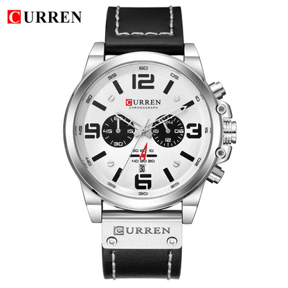 CURREN Mens Luxury Waterproof Sport Watch - Chronograph Quartz Military Leather - ZOOMNSTORE