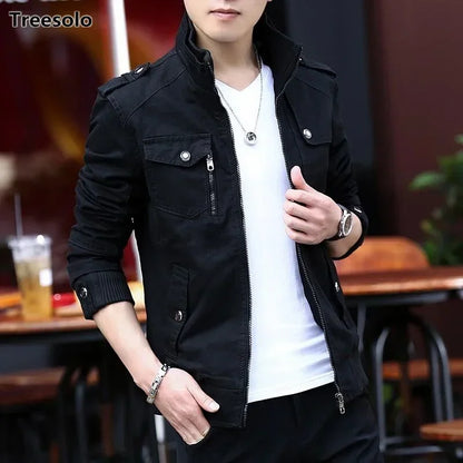Mens Windproof Cargo Bomber Jacket - Stylish Warm Baseball Coat - ZOOMNSTORE