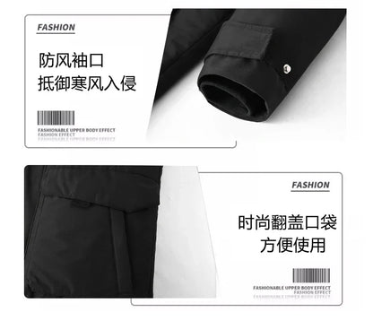 Mens Winter Down Coat - Waterproof Hooded Duck Down Coat With Fur Collar | Slim Fit Casual Warm Jacket - ZOOMNSTORE