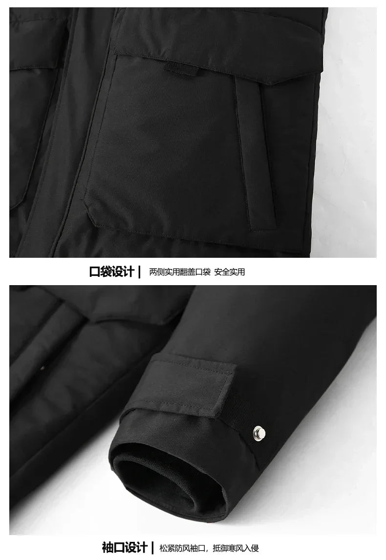 Mens Winter Down Coat - Waterproof Hooded Duck Down Coat With Fur Collar | Slim Fit Casual Warm Jacket - ZOOMNSTORE