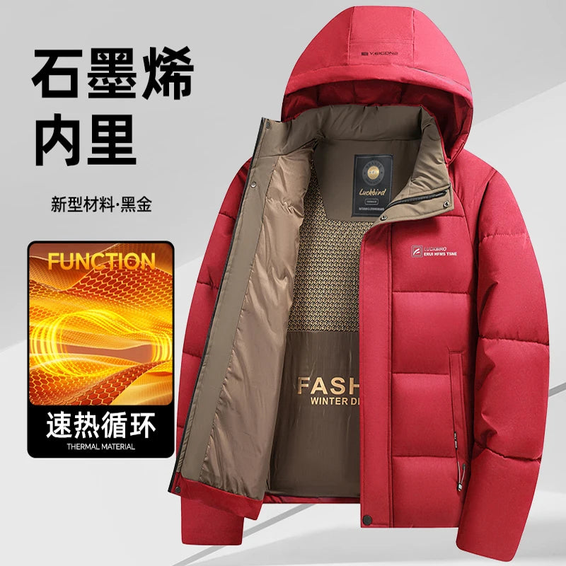 Mens Winter Parka - Casual Hooded Jacket With Detachable Hood, Cotton Filled Coat - ZOOMNSTORE