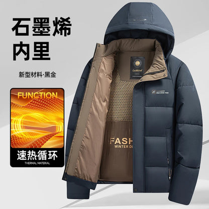 Mens Winter Parka - Casual Hooded Jacket With Detachable Hood, Cotton Filled Coat - ZOOMNSTORE