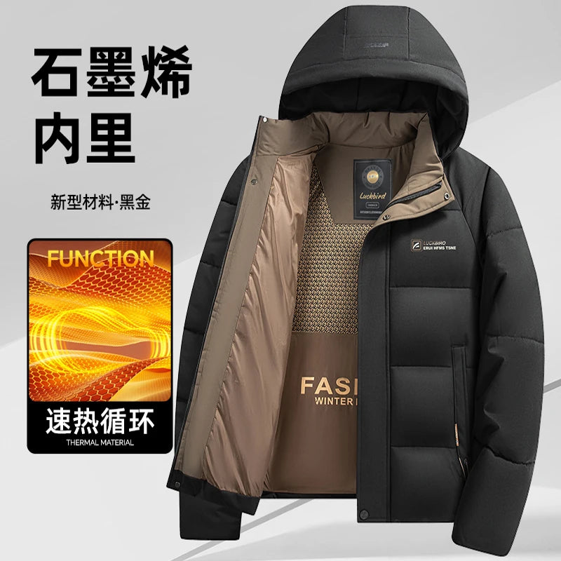 Mens Winter Parka - Casual Hooded Jacket With Detachable Hood, Cotton Filled Coat - ZOOMNSTORE