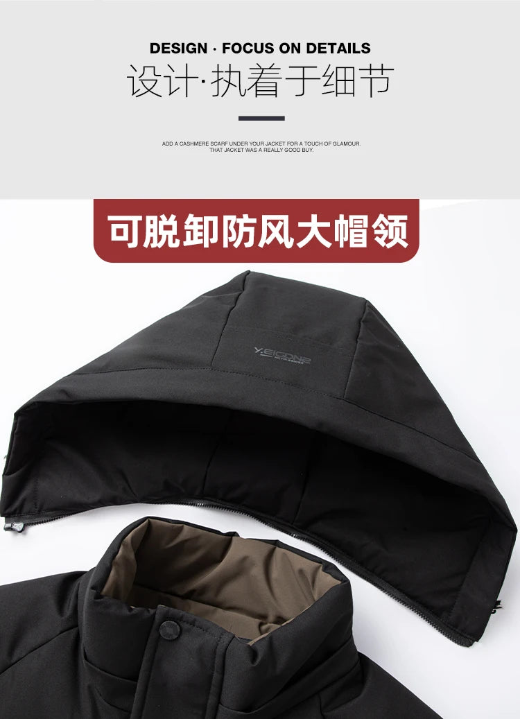 Mens Winter Parka - Casual Hooded Jacket With Detachable Hood, Cotton Filled Coat - ZOOMNSTORE