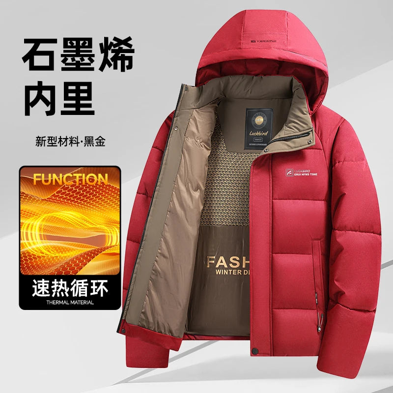 Mens Winter Parka - Casual Hooded Jacket With Detachable Hood, Cotton Filled Coat - ZOOMNSTORE