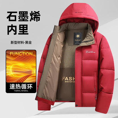 Mens Winter Parka - Casual Hooded Jacket With Detachable Hood, Cotton Filled Coat - ZOOMNSTORE