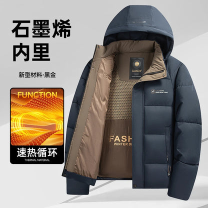 Mens Winter Parka - Casual Hooded Jacket With Detachable Hood, Cotton Filled Coat - ZOOMNSTORE