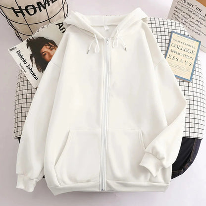 Mens Zip Up Hoodie - Solid Color Casual Jacket Y2K Fashion Outdoor Sweatshirt - ZOOMNSTORE