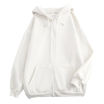 Mens Zip Up Hoodie - Solid Color Casual Jacket Y2K Fashion Outdoor Sweatshirt - ZOOMNSTORE
