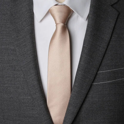 Mens Zipper Necktie - Solid 6cm Business Tie with Handkerchief and Bowtie Accessories - ZOOMNSTORE