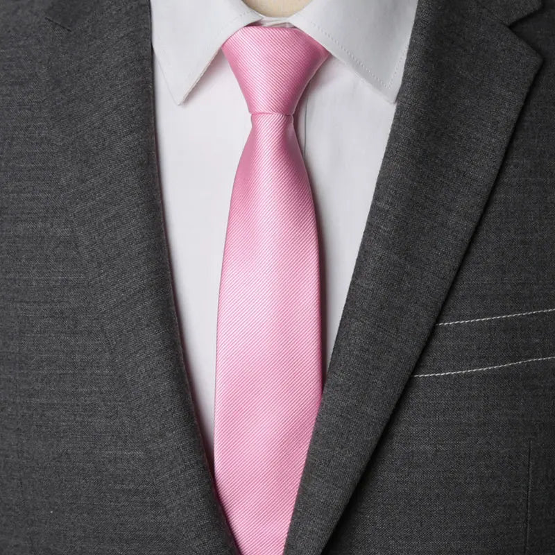 Mens Zipper Necktie - Solid 6cm Business Tie with Handkerchief and Bowtie Accessories - ZOOMNSTORE
