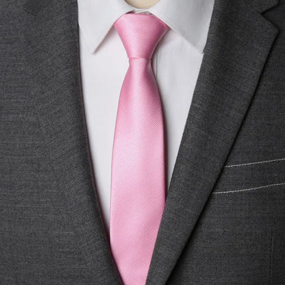 Mens Zipper Necktie - Solid 6cm Business Tie with Handkerchief and Bowtie Accessories - ZOOMNSTORE