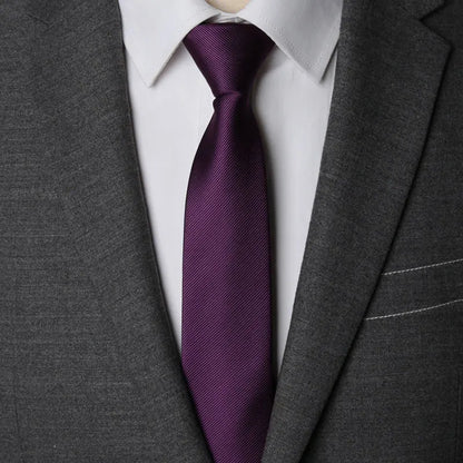 Mens Zipper Necktie - Solid 6cm Business Tie with Handkerchief and Bowtie Accessories - ZOOMNSTORE