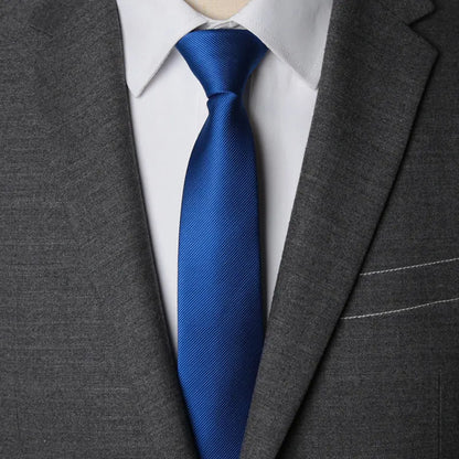Mens Zipper Necktie - Solid 6cm Business Tie with Handkerchief and Bowtie Accessories - ZOOMNSTORE