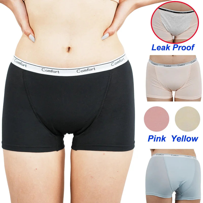 Menstrual Panties Leak Proof - Cotton Women Boyshorts High Rise Period Underwear - ZOOMNSTORE