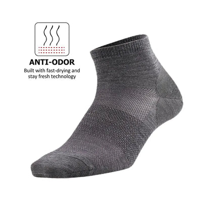 Merino Wool Athletic Socks - No Show Ankle Breathable Mesh, Toe Heel Reinforcement - ZOOMNSTORE