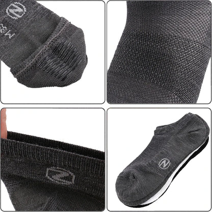 Merino Wool Athletic Socks - No Show Ankle Breathable Mesh, Toe Heel Reinforcement - ZOOMNSTORE