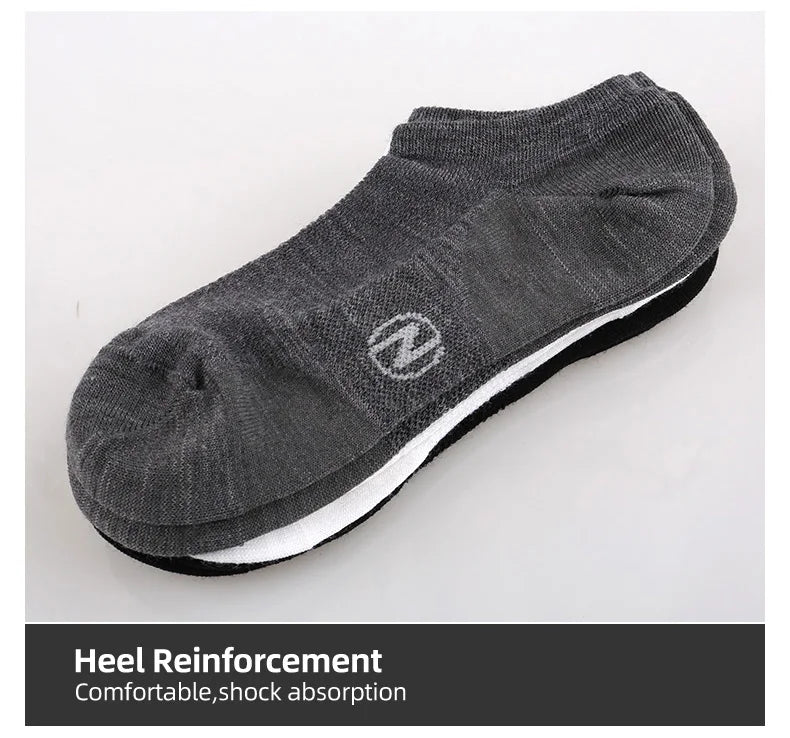 Merino Wool Athletic Socks - No Show Ankle Breathable Mesh, Toe Heel Reinforcement - ZOOMNSTORE