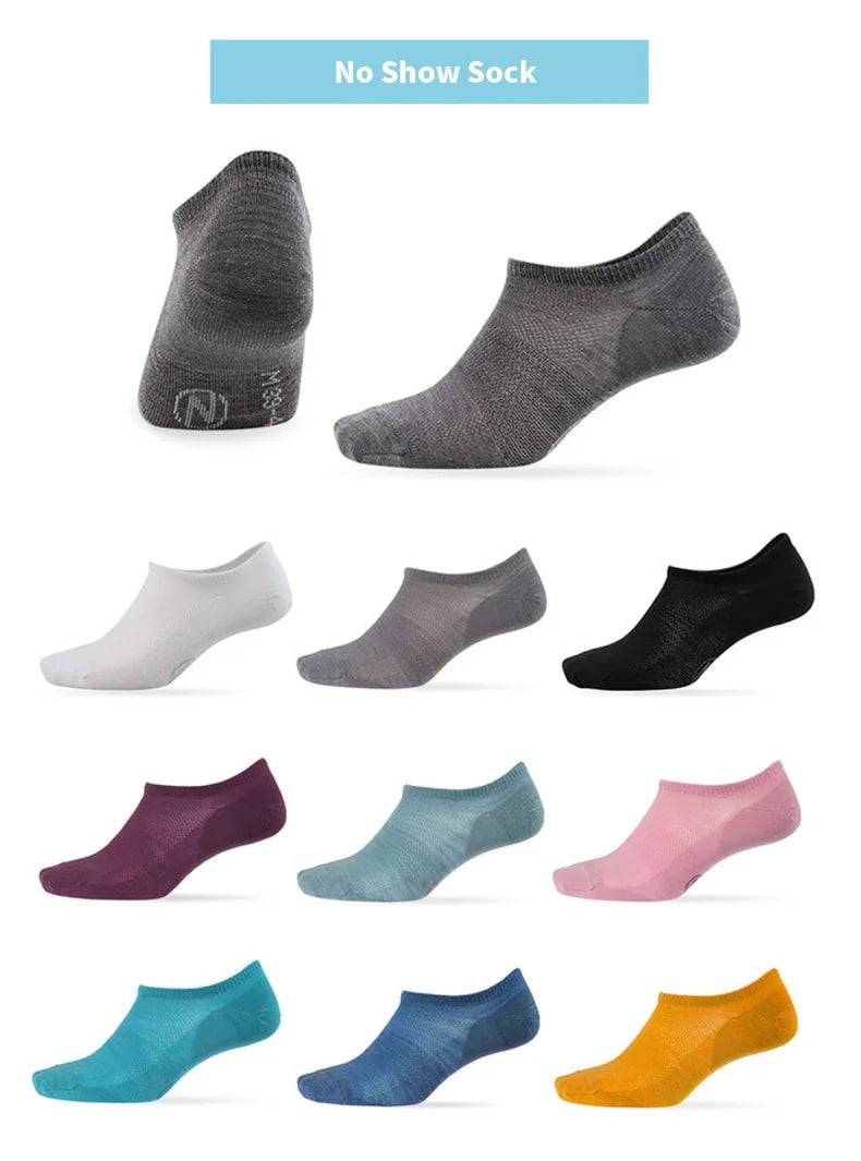 Merino Wool Athletic Socks - No Show Ankle Breathable Mesh, Toe Heel Reinforcement - ZOOMNSTORE
