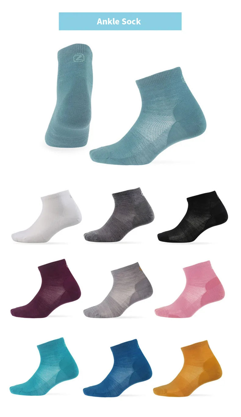 Merino Wool Athletic Socks - No Show Ankle Breathable Mesh, Toe Heel Reinforcement - ZOOMNSTORE