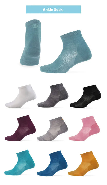 Merino Wool Athletic Socks - No Show Ankle Breathable Mesh, Toe Heel Reinforcement - ZOOMNSTORE