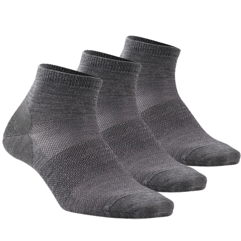 Merino Wool Athletic Socks - No Show Ankle Breathable Mesh, Toe Heel Reinforcement - ZOOMNSTORE