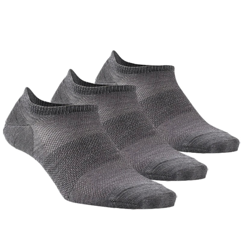 Merino Wool Athletic Socks - No Show Ankle Breathable Mesh, Toe Heel Reinforcement - ZOOMNSTORE