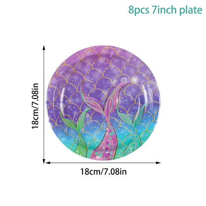 Mermaid Party Supplies Set - Disposable Plates Cups Napkins for Girls Birthday  Baby Shower - ZOOMNSTORE