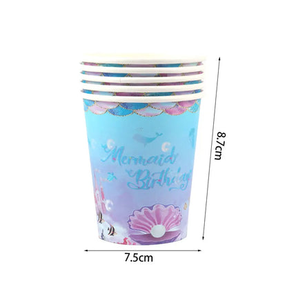 Mermaid Party Supplies Set - Disposable Plates Cups Napkins for Girls Birthday  Baby Shower - ZOOMNSTORE