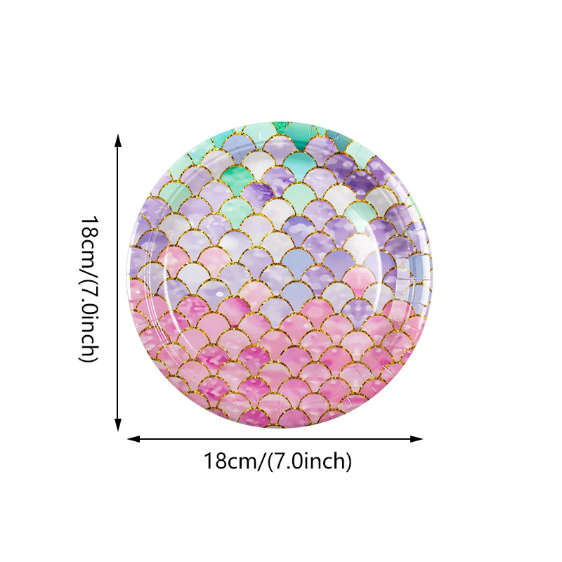 Mermaid Party Supplies Set - Disposable Plates Cups Napkins for Girls Birthday  Baby Shower - ZOOMNSTORE