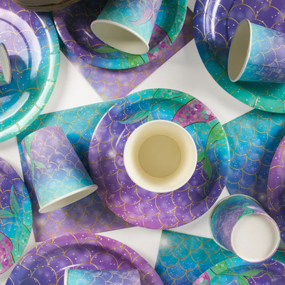 Mermaid Party Supplies Set - Disposable Plates Cups Napkins for Girls Birthday  Baby Shower - ZOOMNSTORE