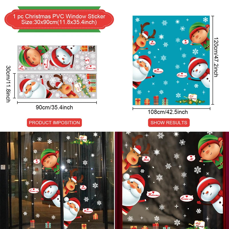Merry Christmas Window Sticker - Holiday Home Decorations 2024-2025 - ZOOMNSTORE