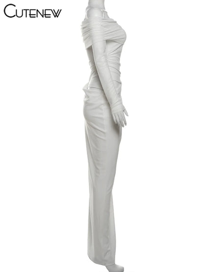 Mesh Ruched Maxi Dress - Sexy Sheath Off Shoulder Ankle Length Party Dress - ZOOMNSTORE