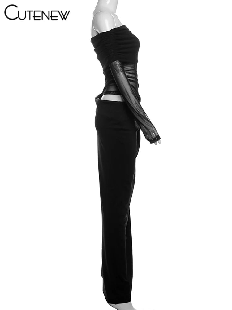 Mesh Ruched Maxi Dress - Sexy Sheath Off Shoulder Ankle Length Party Dress - ZOOMNSTORE