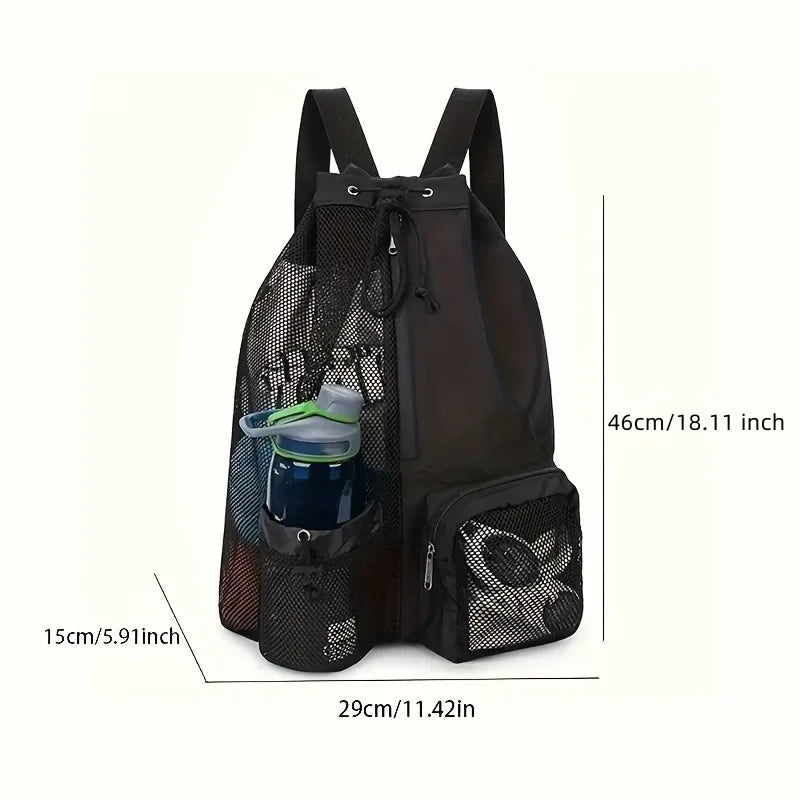 Mesh Swim Bag - Waterproof Drawstring Backpack with Wet Pocket for Gym & Beach - ZOOMNSTORE